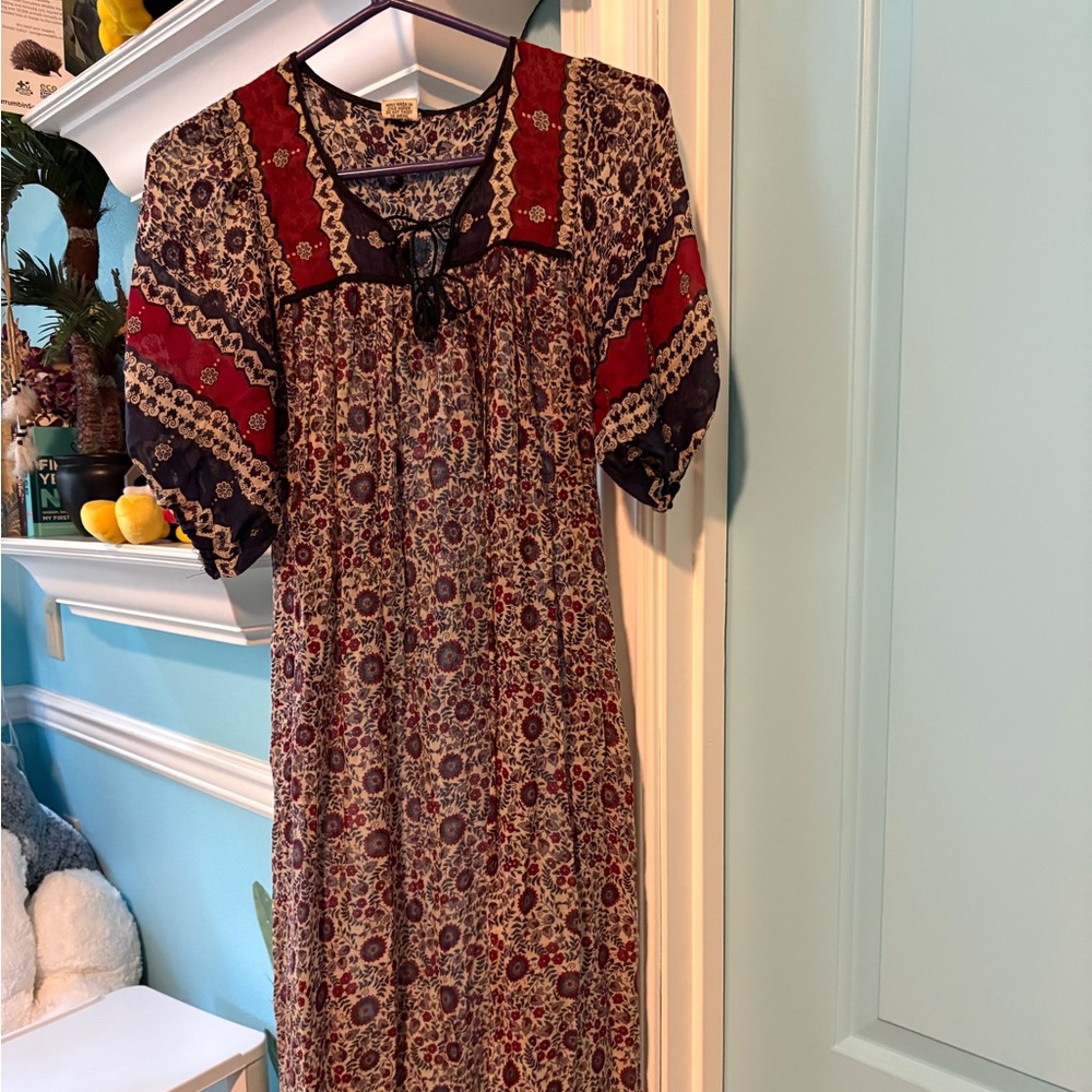 Bohemian Red and Blue Patterned Dress